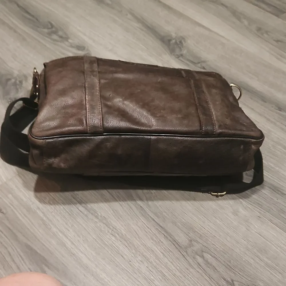 Vintage Distressed Leather Messenger Business Briefcase Bag